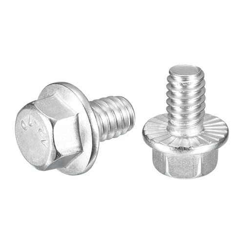 Image of uxcell 10Pcs 1 /4-20 x 3 /8 inch Flanged Hex Head Bolts, 304 Stainless Steel Flange Hexagon Screws, Flange Hex Drive Screws 5.8 Grade for Machinery Industry Home Appliances, Silver