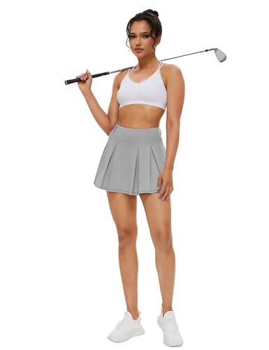 Kasemase KA-AHAM025AW021M-SK-GR-M Women'S Mini Pleated Tennis Skirt High Waisted Golf Skirts With Pockets Cute Short Athletic Skort thumb #5