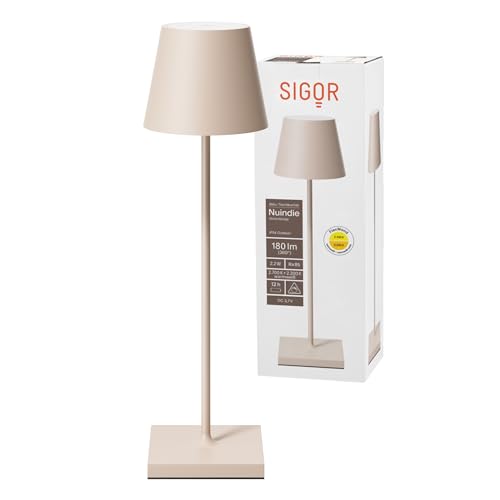 SIGOR Nuindie - Dimmbare LED Akku-Tischlampe Indoor & Outdoor, IP54...