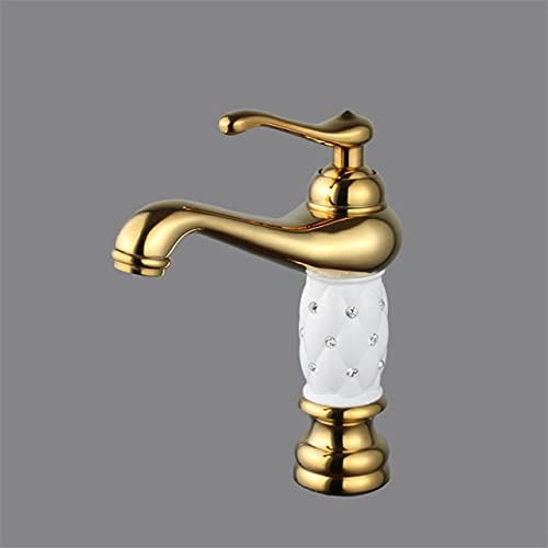 Robinet de lavabo or rose en laiton massif avec mitigeur diamant luxe