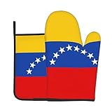 QWVBN Flagge Venezuelas Küche Backset (hitzebeständige Handschuhe + Untersetzer), leicht zu reinigen, ideal zum Backen und Kochen