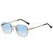 Produktbild kachawoo Rahmenlose Damen-Sonnenbrille Damen Gold Metall Randlos Farbverlauf Unregelmäßige Linse Sonnenbrille Braun Blau Mode Uv400 Kleine Sonnenbrille für Herren (blue)