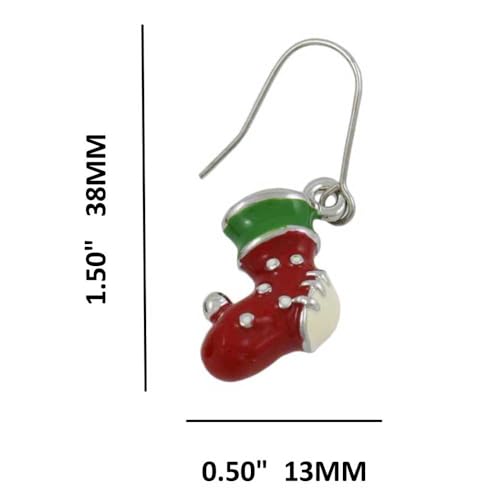 Red White and Green Christmas Stocking Dangling Hypoallergenic Lightweight Pierced Earring4