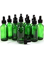 Vivaplex, 12, Green, 2 oz Glass Bottles, With Glass Eye Droppers
