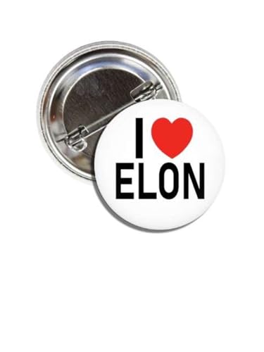 I Love (heart) Elon Musk Button Pin Badge, 1.50 Inch,
