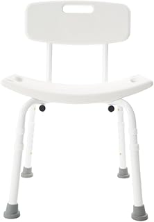 VMS Shower Chair with Back - Tool-Free Assembly, Contoured Seat, Universal Fit