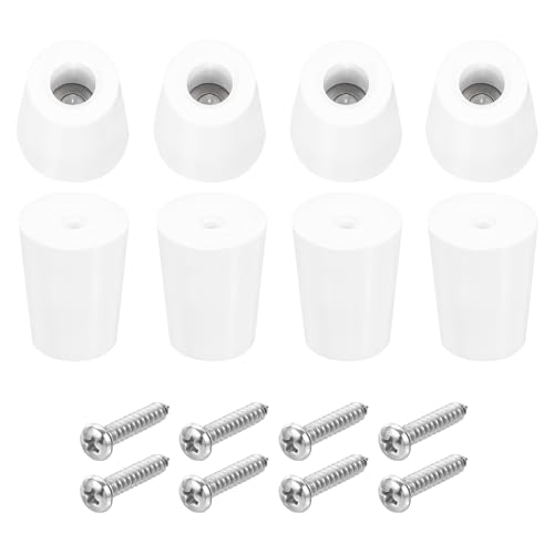 uxcell 8Pcs Rubber Bumper Feet, 31mm H x 24mm W Round Pads with Stainless Steel Washer and Screws for Furniture, Appliances, Electronics