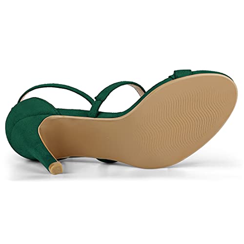 Allegra K Allegra K Women Open Toe Triple Straps Stiletto High Green Heel Sandals 9 m US