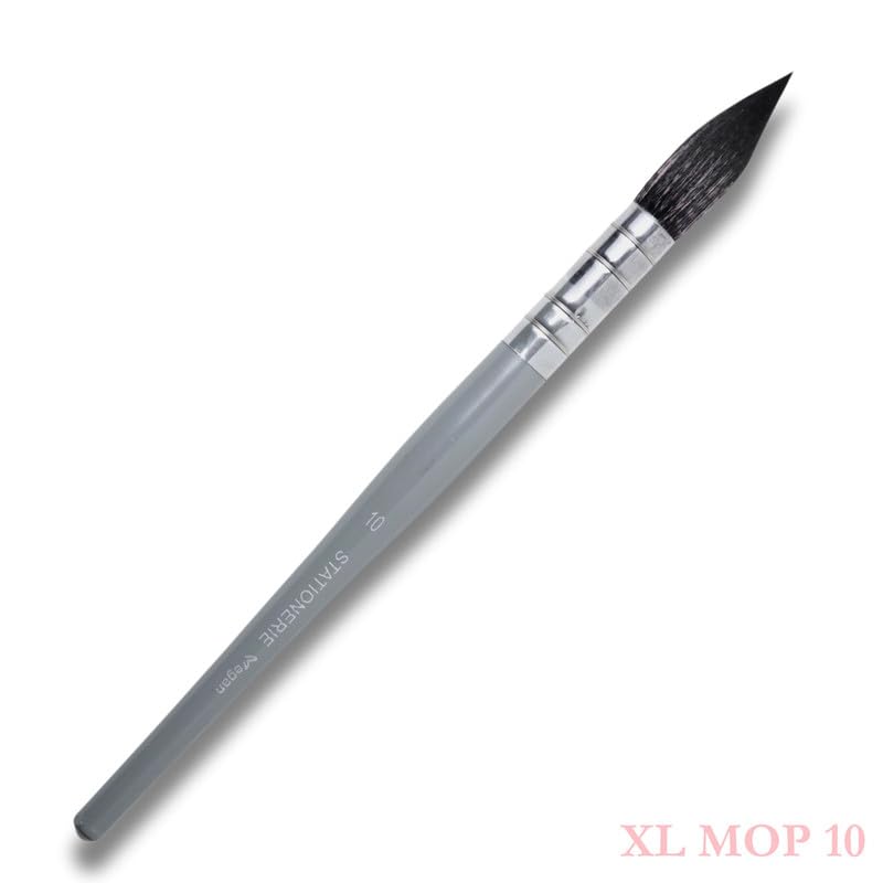 Image of Stationerie Mop Brush for Painting, Synthetic Squirrel Hair Paint Brushes for Artists, Adults, & Hobbists, Pointed Round Mop Brush for Watercolor,Acrylic,Gouache,Size-10