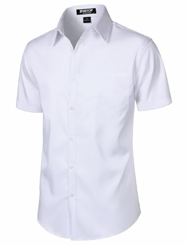 Men's Stretch Slim Fit Dress Shirts Formal Wedding Prom Short Sleeve Button Down Shirt with Pocket2