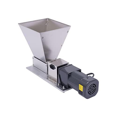 110V Electric Grain Mill 2 Roller Crusher Heavy Duty Malt Mill Grain Crusher, Stainless Steel Roller Barley Crusher (US Plug)