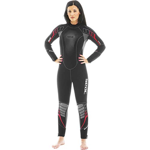 Seac Komoda 7mm High Stretch Yamamoto Neoprene Full Wetsuit Mens Women, Black/Grey, Medium