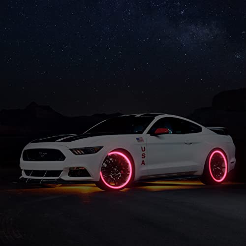 Yungeln 16Pcs 17''-19'' Universal Reflective Wheel Rim Stripe Decal,Car Wheel Rim Tapes Decoration Stickers Night Safety Decals Automotive Accessories Universal for Motorcycle,Car,Bicycle-Red