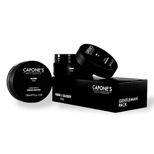 Capone'S Set - Glossy Wax Shine Effect 100 ml + Fiber Wax Matt Effect 100 ml - Black Pack miniatura 2