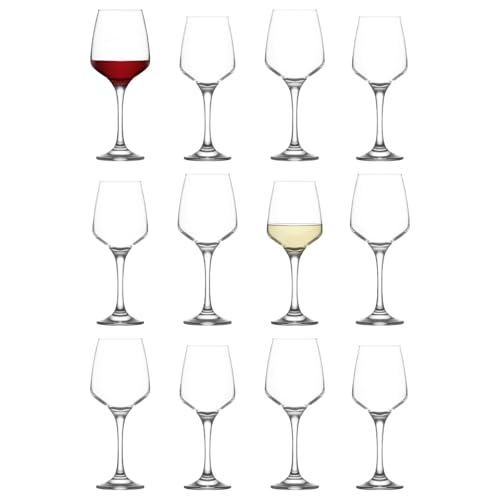 LAV Lal 12pc Ensemble de Verres à Vin - Grand Verre Rouge Blanc Rose Longue Tige Cocktail Faire la Fête Gobelet à Boire Ensemble-Cadeau - by