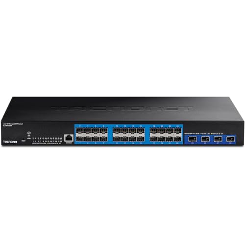 Image of TRENDnet 28-Port Layer 2 Managed SFP Switch with 10G SFP+ Ports, TL2-F70284, 24 x Gigabit SFP Ports, 4 x 10G SFP+ Ports, Web Based Management, 128Gbps Switching Capacity, Black (Renewed)