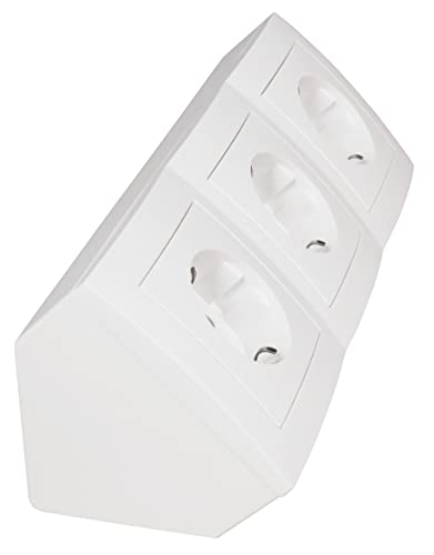 MC POWER - Steckdosenblock Unterbausteckdosen | Flair | 3-Fach Schutzkontaktsteckdosen, 15cm Kabel mit Lüsterklemme, 250V~ / 16A, Aufbau, weiß matt