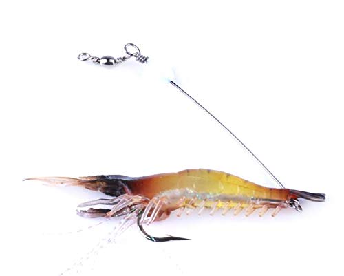 20 Leurres Souples Crevettes 4cm – Appâts Pêche Silicone Avec Hameçons – 1,3g
