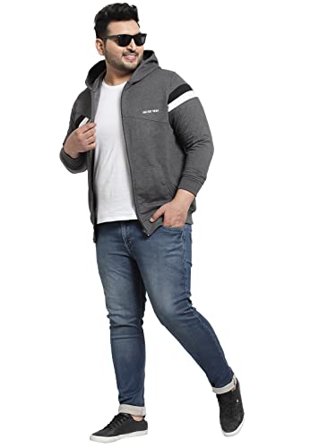 Image of Kalt Men Full Sleeves Zipper Fleece Striped Hoodie