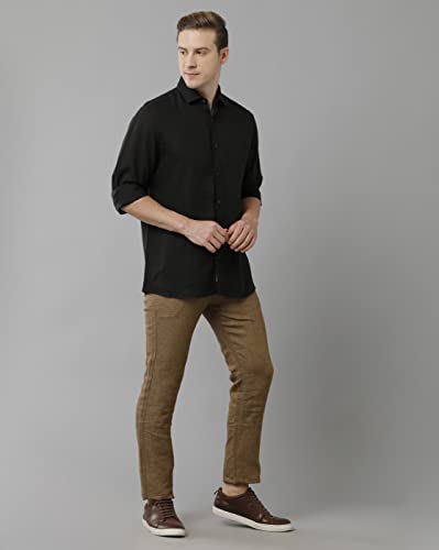 Image of Linen Club Brown Casual Mid-Rise Active Waist Trouser for Men