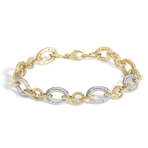 Haus of Brilliance Gold Vermeil 1/10 Cttw Diamond Oval Link Bracelet