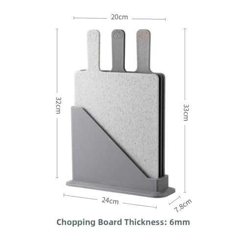 Tablas de cortar de plástico gris antideslizantes con soporte de almacenamiento vertical 5