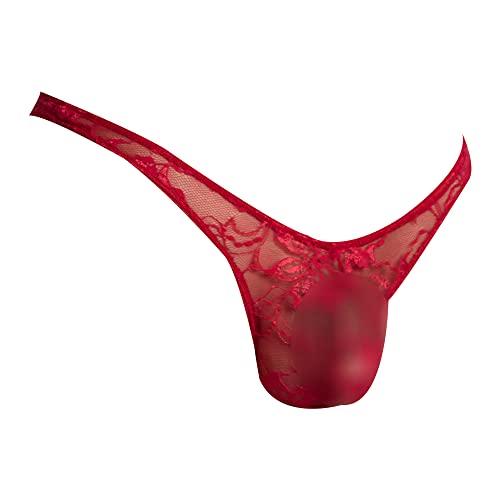 Secret Male Mens Sexy Casual Sissy See Through Back Bikini Floral Thong Mesh G-String Lace Design Thong underwear