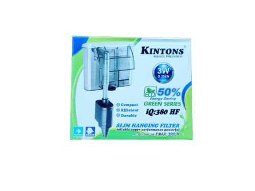 SN AQUATIC KINTONS IQ-380 HF Slim Hanging Aquarium Filter with Submersible Water Pump and Surface Skimmer 50% Energy Saving Green Series (Suitable for Fresh and Marine) 3Watts | 350L/H (B09KX24SG5) Amazon Price History, Amazon Price Tracker