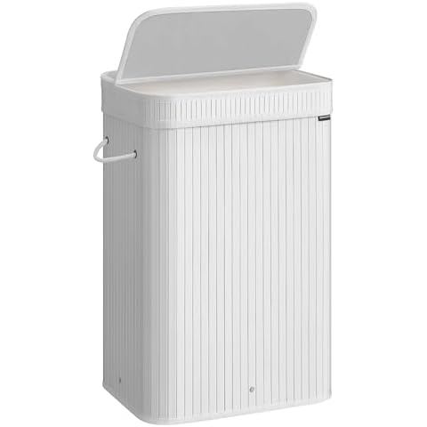 SONGMICS Bamboo Laundry Hamper with Lid Cover