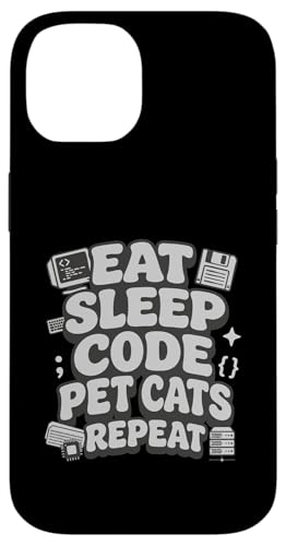 Eat Sleep Code Pet Cats Repeat Funny Programmer Cat Lover �X�}�z�P�[�X iPhone 14 �p