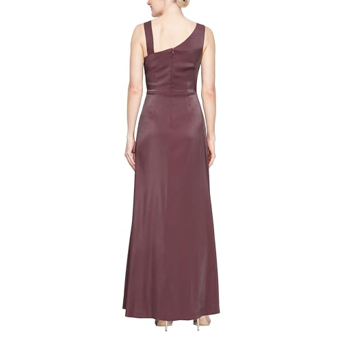 Image of Alex Evenings Women's Long Cold Shoulder Dress, Wedding Guest, Prom, Formal Event (Petite and Regular Sizes)