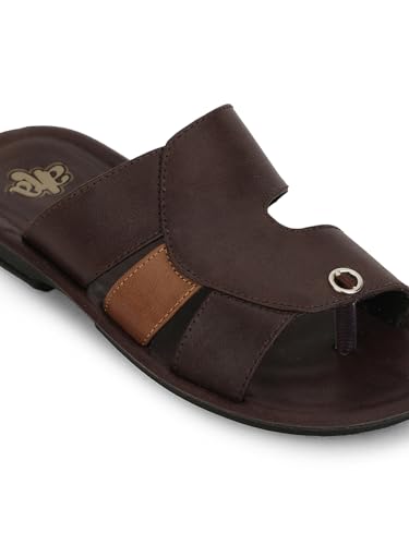 Image of Liberty A-HA MPU-58 Casual Flat Sandal For Men - Black,Brown, Tan PU Slip-on Slipper - Stylish Footwear for Travel, Office & Home - Soft Padded Sole - Lightweight and Durable - Outdoor Chappal for Man