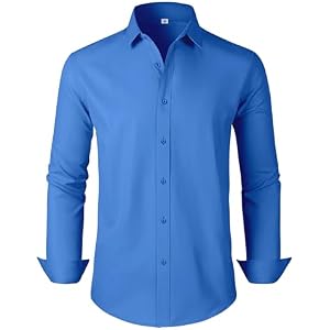 Men's Dress Shirts Regular Fit Solid Long Sleeve Formal Shirt Business Casual Button Down Shirts