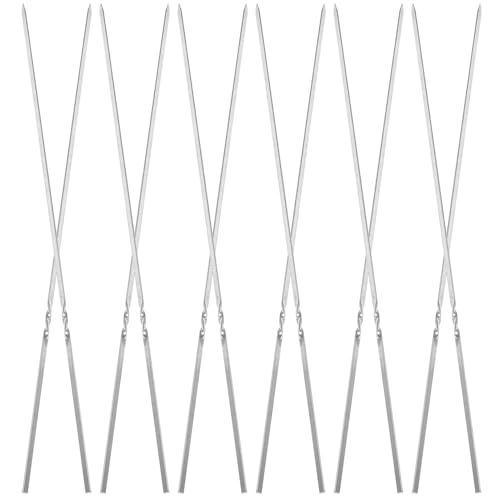 CONGARTENO 50 Piezas Brochetas Bbq de Acero Inoxidable Pinchos Planos Reforzados para Carne y Verduras Reutilizables y Resistentes al Calor para Parrilla al Aire y Barbacoas