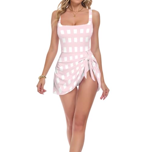 Maillot de bain une pièce rose à carreaux pour des souvenirs d'été inoubliables