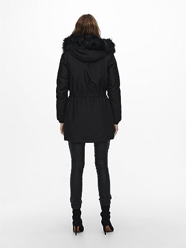 ONLY Damen Winterparka Iris 15213755 Damenjacke mit Fellkapuze black: black fur XXL
