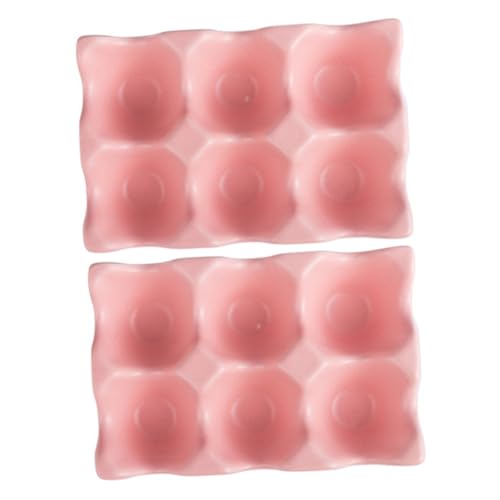 ARTIBETTER 2pcs Egg Storage Tray Deviled Eggs Heart Shaped Cake Pan Chicken Egg Tray Refrigerator Egg Storage Organizer Stoneware Egg Holder Egg Basket Deviled Egg Holder Ceramics Pink