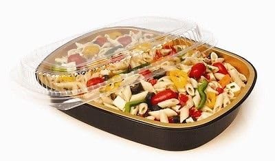 Handi-Foil 3 lb. Oblong Black & Gold Aluminum Take-Out Pan w/Clear Dome Lid (Pack of 50)