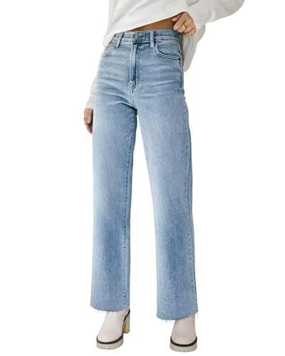 Flvsun Womens High Waisted Straight Wide Leg Jeans Casual