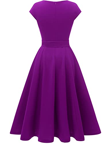 Image of DRESSTELLS Women's Cocktail Dresses, Formal Wedding Guest Modest Church Vintage Tea Party Midi Evening Dress