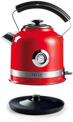 Moderna 1.7L Stainless Steel Electric Kettle by DeLonghi | 2000W | Cordless 360° base | Auto shut-off system | Removable filter | Visible water level | Thermometer, Red