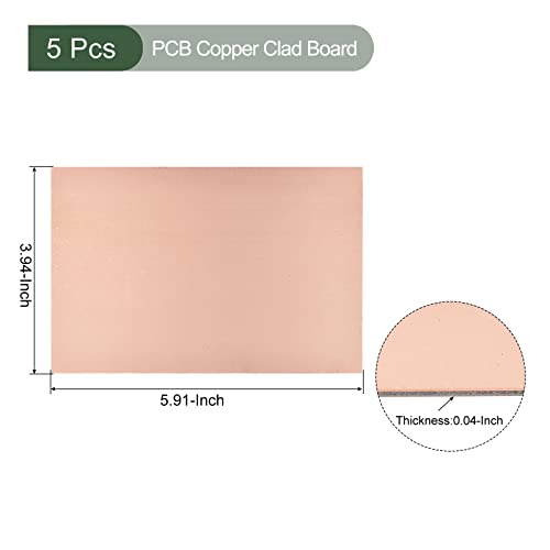 YOKIVE 5 Pcs PCB Copper Clad Board, FR4 Double-Sided Blank Circuit Boards, Great for Electronic Hobbies Etching - Image 2