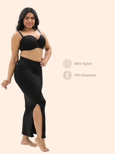 Image of UNDERNEAT Womens Saree Shapewear | All-Day Comfort Fit and Tummy Shaping | Flawless Silhouette | Slide Slit Saree Shaper | Seamless Petticoat for Women | Body Shaper Skirts for Women