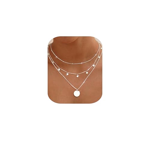 Chriscoco 3Pcs Collier Femme Acier Inoxydable Chaîne Plaqué Or 14K Boheme Réglable Pendentif en Pièce/Cœur Collier Ras de Cou Chaine Argent Doré Bijoux...