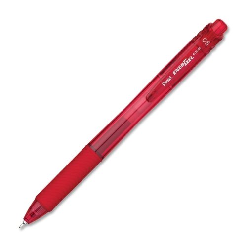 Pack de 10 bolígrafos gel retráctil Pentel EnerGel rojo