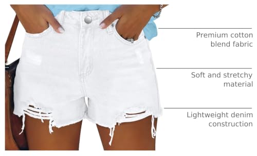 Image of onlypuff Womens Jean Short Cut Off Denim Shorts High Waist Ripped Distressed Stretchy