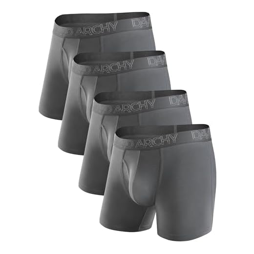 Cuecas boxer masculinas respiráveis DAVID ARCHY com raiom de bambu e braguilha em pacote com 3 ou 4, Dark Gray-4.5" in 4 Pack, X-Large - 4.5 Inch (Pack of 4)