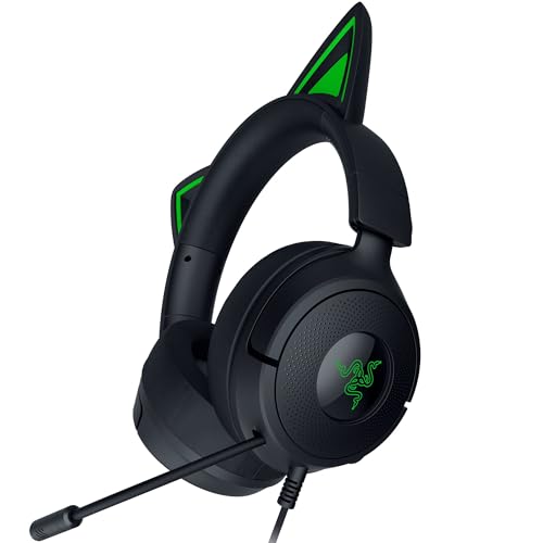 Razer Kraken Kitty V3 X - Kabelgebundenes Kitty-Headset für Gaming - Kultige Kitty-Ohren - 270g leicht - HyperClear Kardioid Mikrofon - Triforce 40mm Treiber - 3,5mm Klinkenstecker | Schwarz