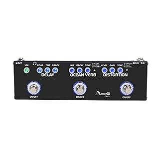 🎸 3 Premium Effects in 1 Compact Unit, Get pro-grade delay, lush reverb and screaming distortion in one rugged aluminum pedalboard-friendly unit. Blue LED shows active status. ⏳ Warm Analog-Style Delay, Control echo repeats (F.Back), delay time (Time...