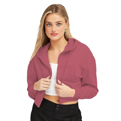 Image of FUNKY MONKEY Soft Fleece Crop Zipper Hoodie for Girls and Womens Sweatshirt